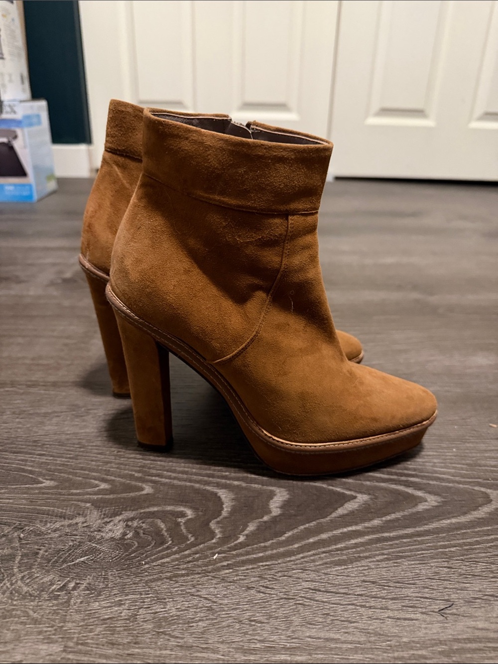 Caytarer Women's Suede Ankle Booties — Tan Brown Side-Zip Booties